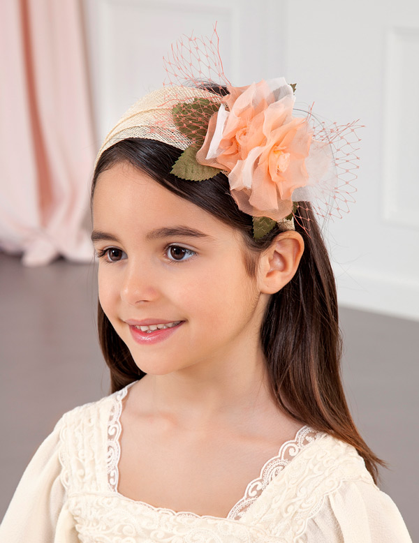 Diadema tocado flores organza