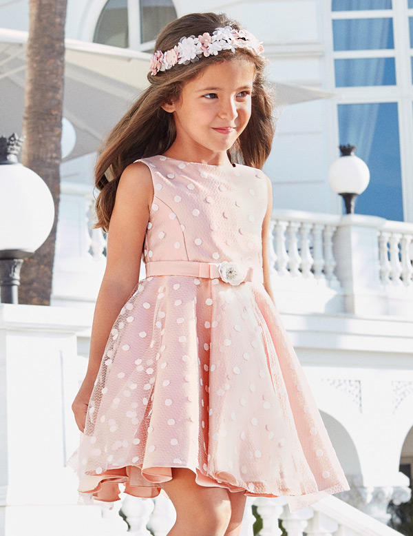 Vestido mikado tul lunares