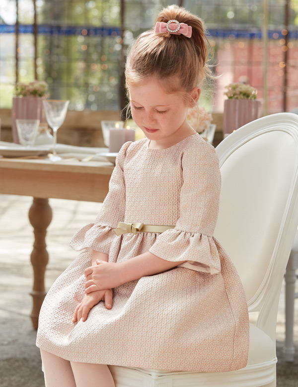 Vestito Jacquard Con Cintura Rosa Abel Lula