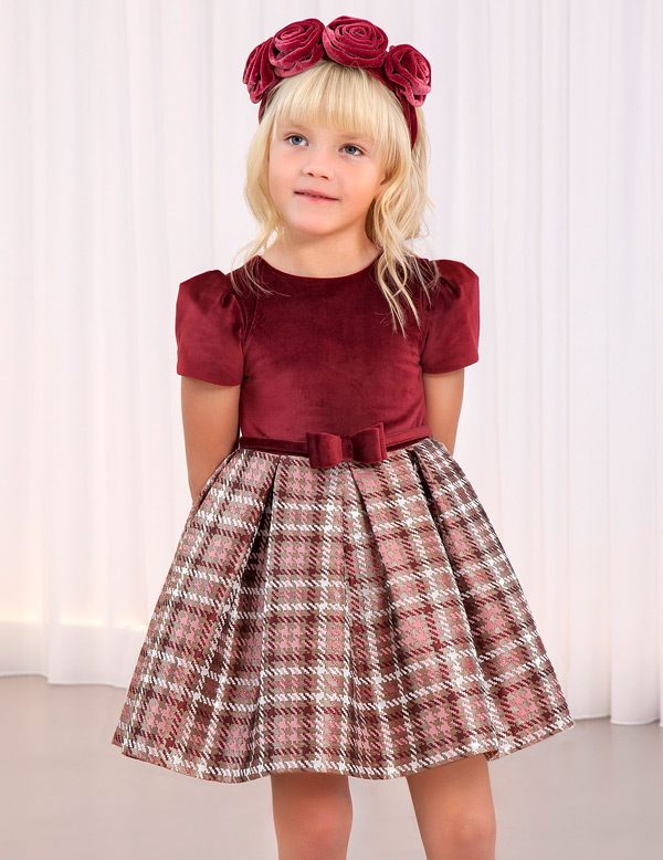 Vestito Quadri Bordeaux Abel Lula